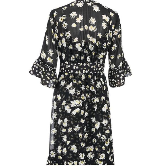 CAbi Daisy Print 2 Piece Dress/Topper/Duster Black & White M Limited-Edition - Picture 5 of 14